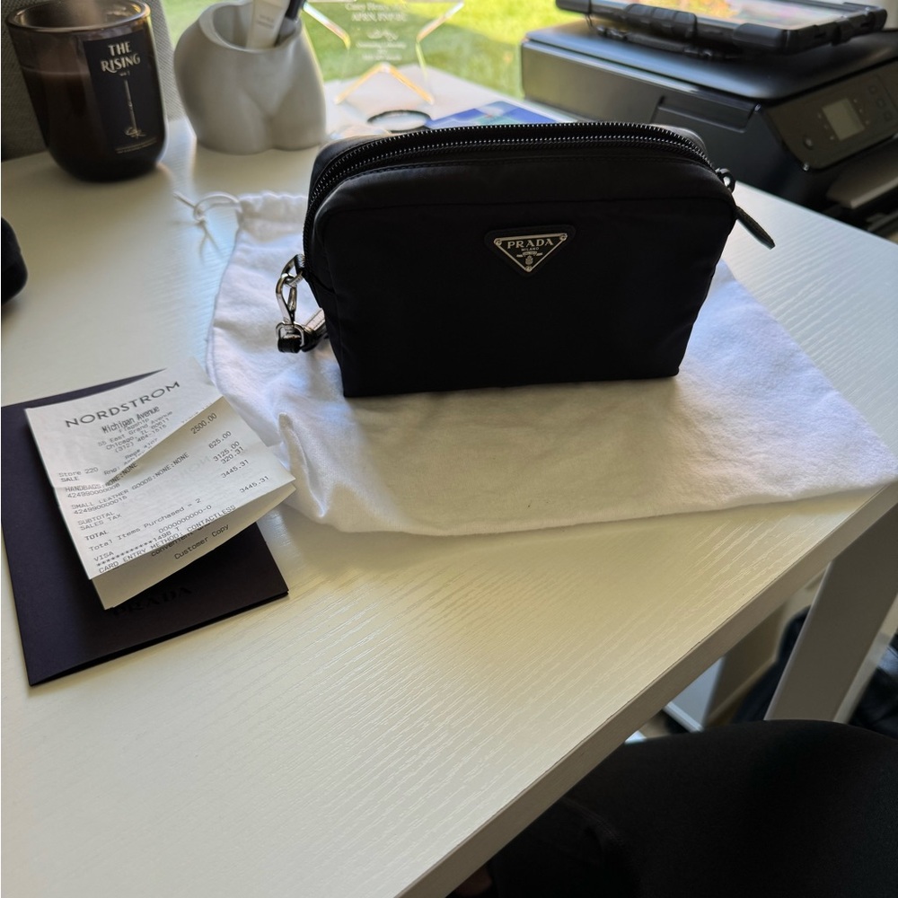 Prada Black Nylon Double-Zip Wristlet Clutch